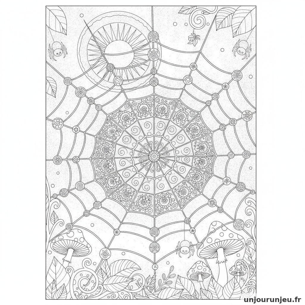 Coloriage Araignee Toile Daraignee Rosee 15