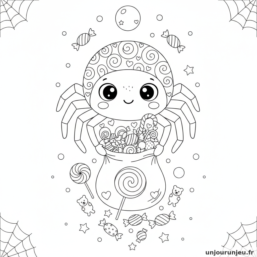 Coloriage Araignee Araignee Bonbons 07