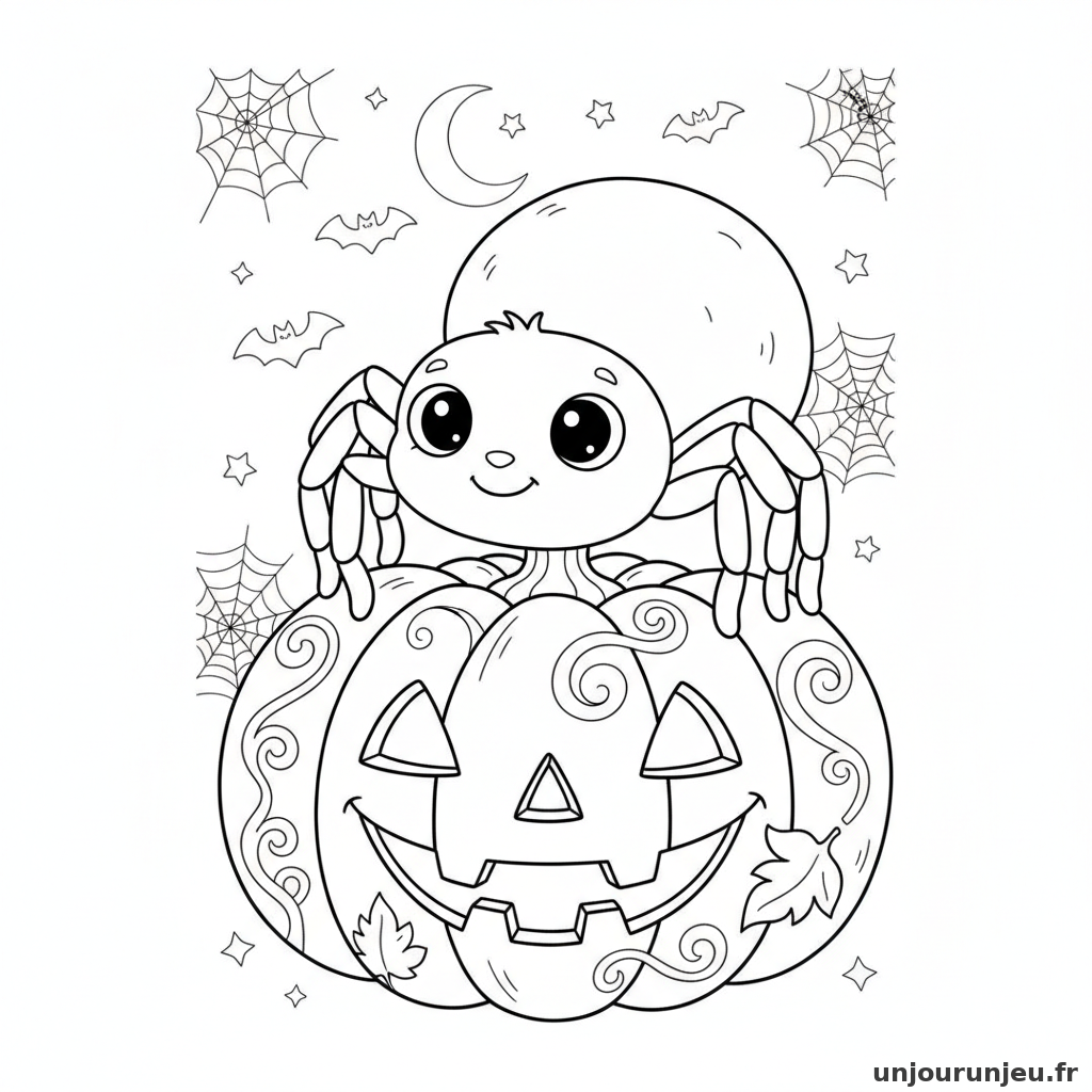 Coloriage Araignee Araignee Citrouille 04