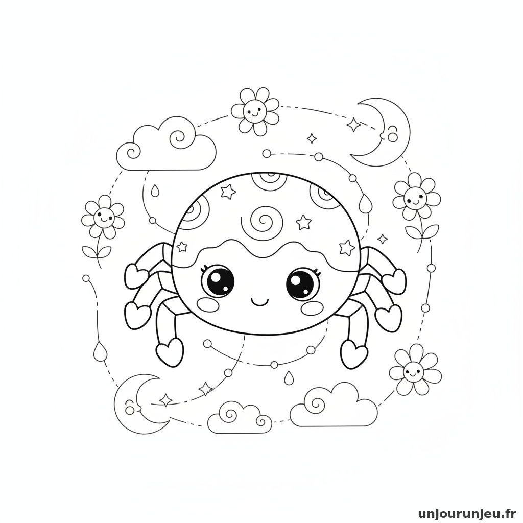 Coloriage Araignee Araignee Kawaii 12