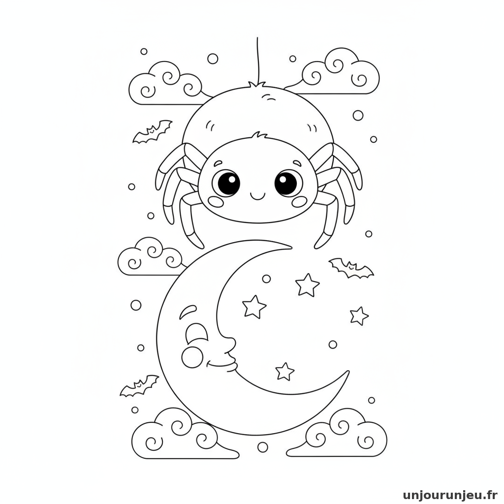 Coloriage Araignee Araignee Lune 10