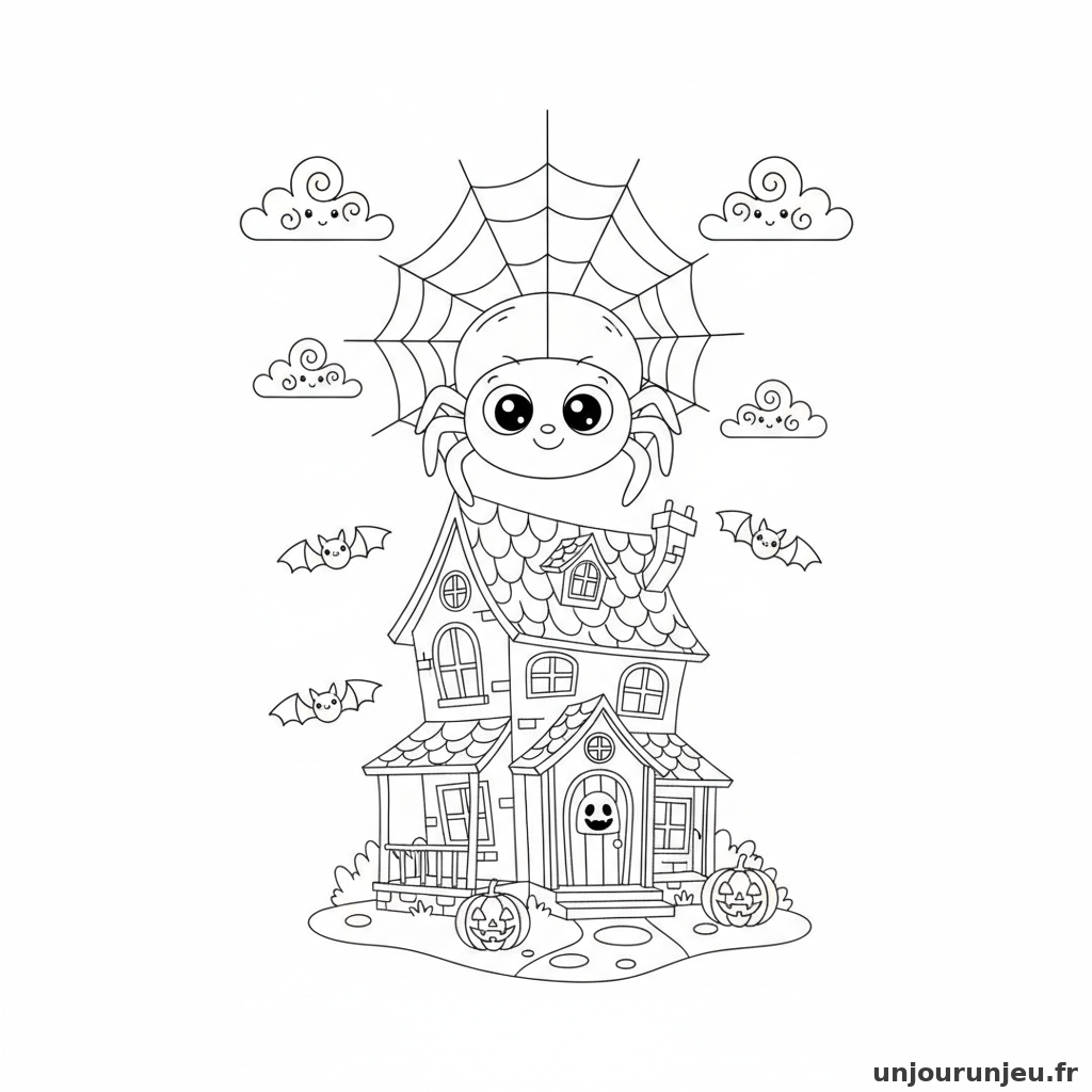 Coloriage Araignee Araignee Maison Hantee 20