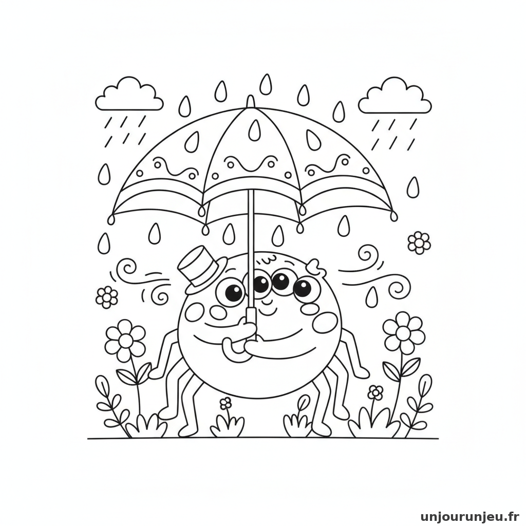 Coloriage Araignee Araignee Parapluie 11