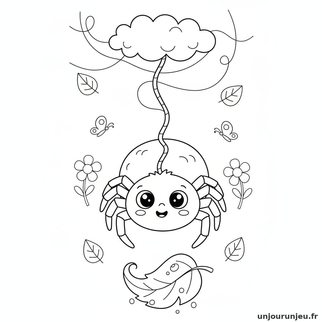 Coloriage Araignee Araignee Suspendue Fil 08
