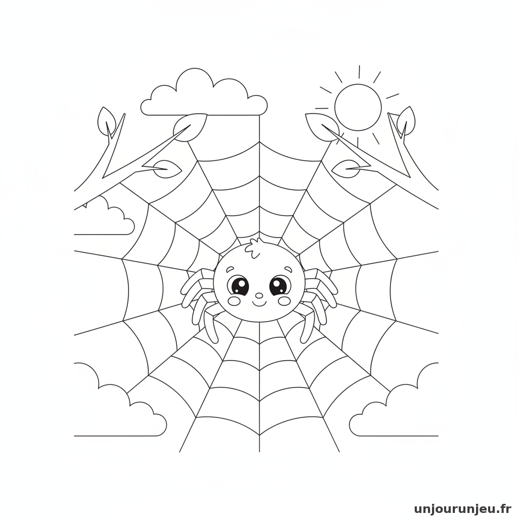 Coloriage Araignee Araignee Toile 02