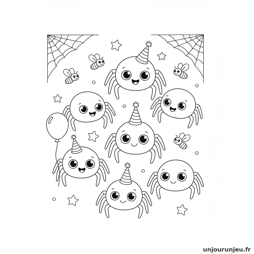 Coloriage Araignee Groupe Daraignees 18