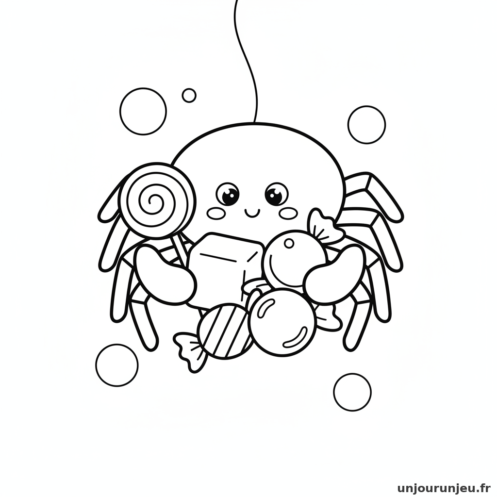 Coloriage Araignee Araignee Bonbons 07
