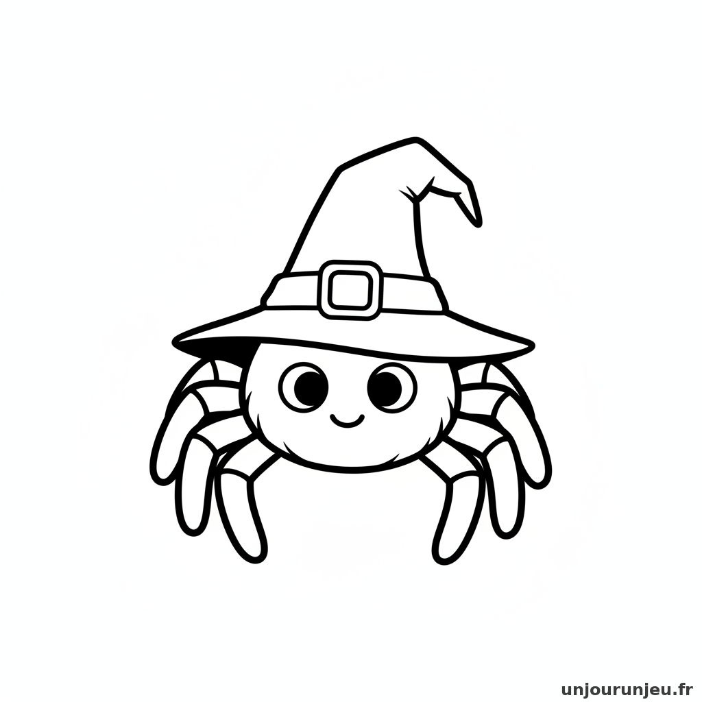 Coloriage Araignee Araignee Chapeau Sorciere 03