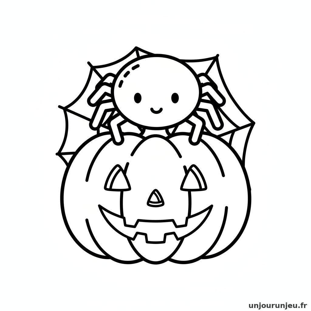 Coloriage Araignee Araignee Citrouille 04