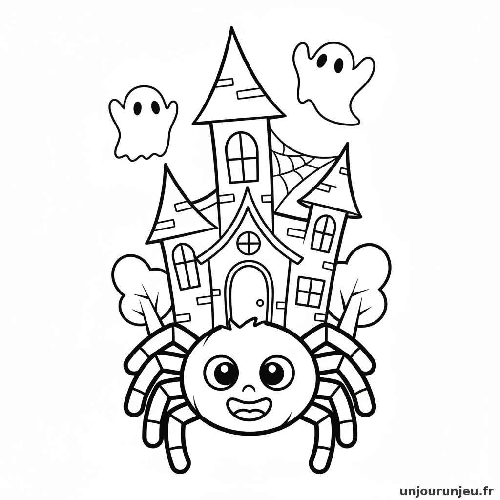Coloriage Araignee Araignee Maison Hantee 20