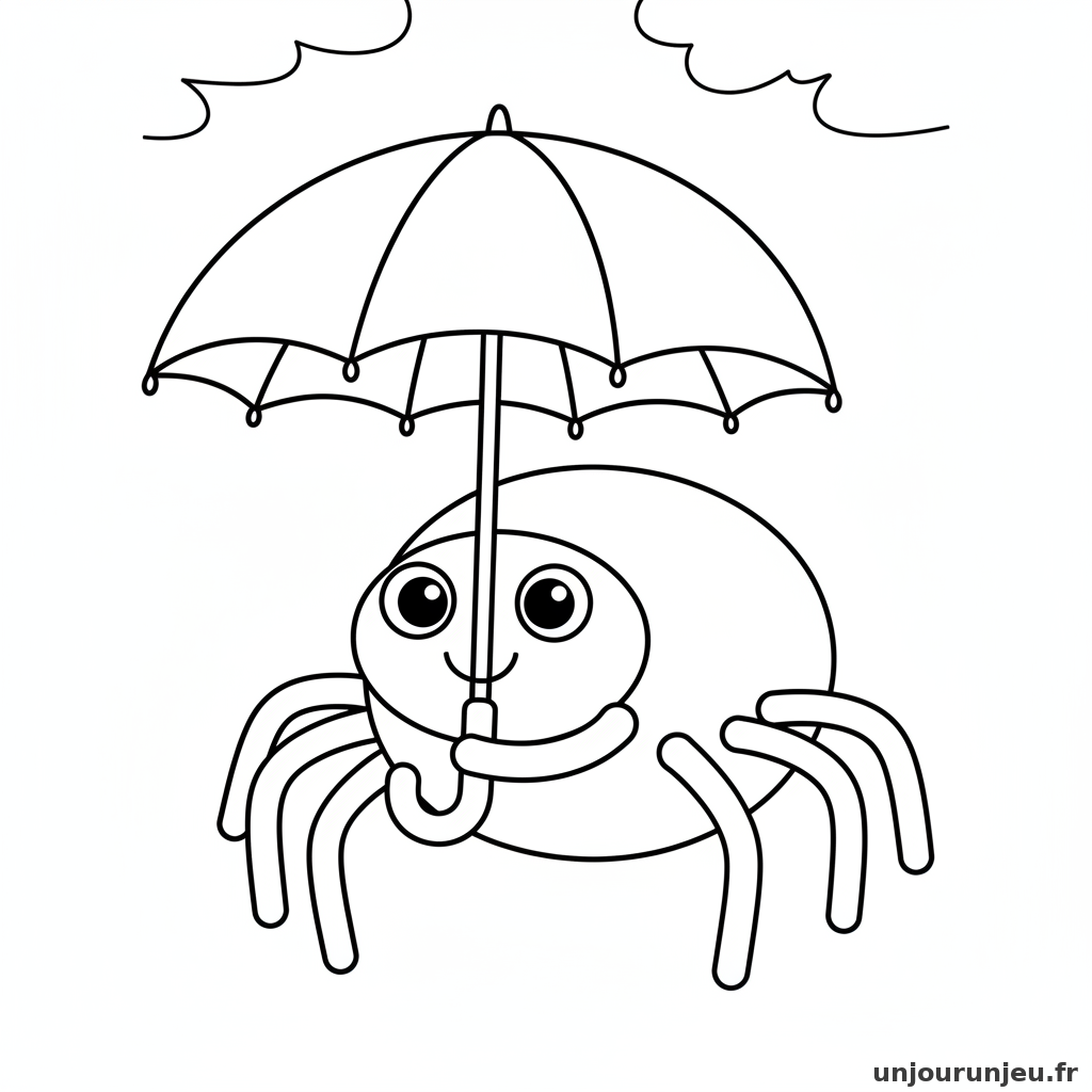 Coloriage Araignee Araignee Parapluie 11