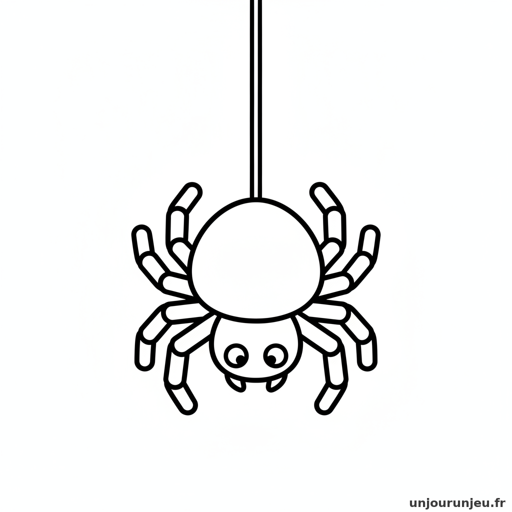Coloriage Araignee Araignee Suspendue Fil 08