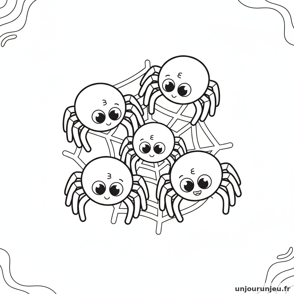 Coloriage Araignee Groupe Daraignees 18