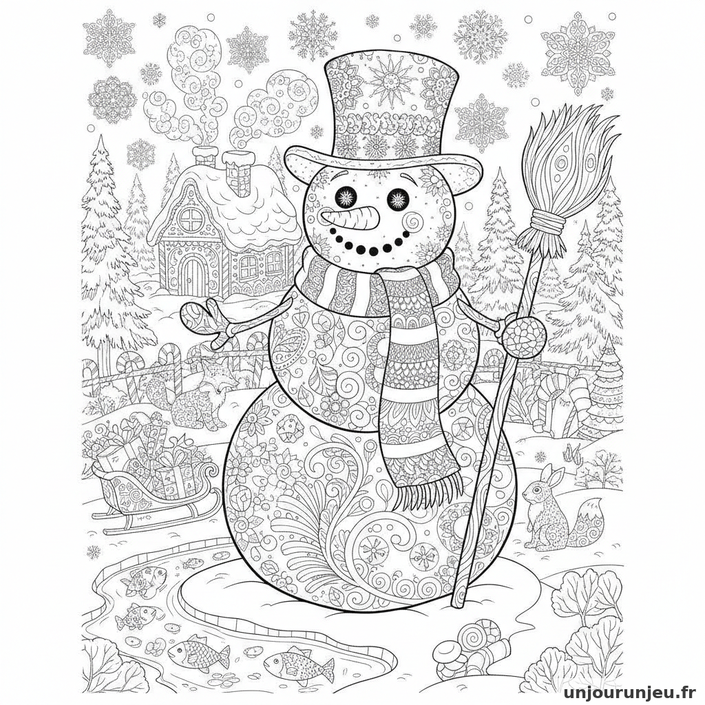 Coloriage Bonhomme De Neige Bonhomme Neige Balai 04