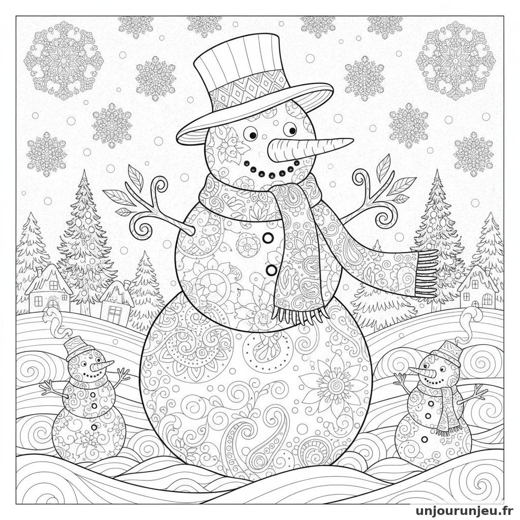 Coloriage Bonhomme De Neige Bonhomme Neige Carotte 05