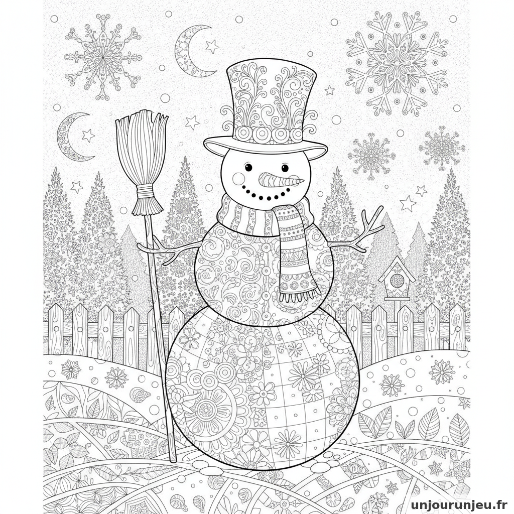 Coloriage Bonhomme De Neige Bonhomme Neige Chapeau 02
