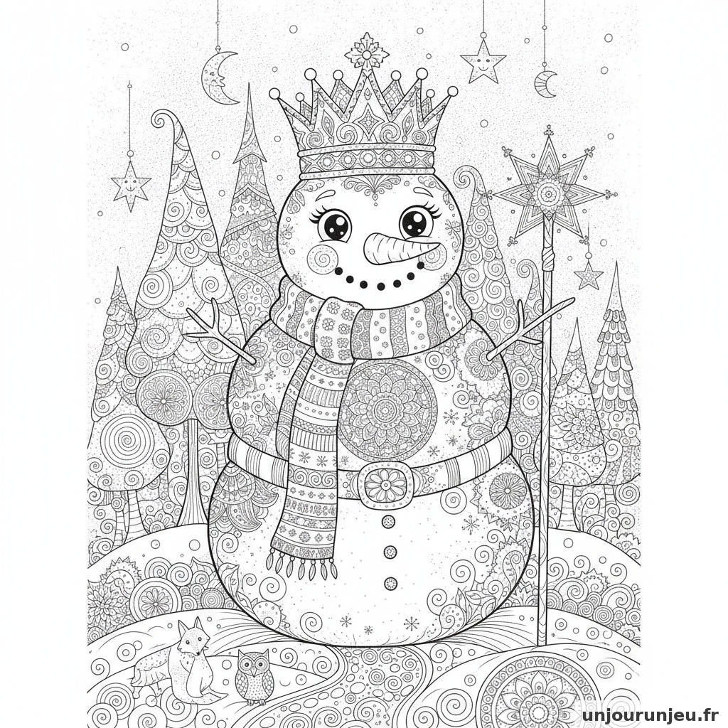 Coloriage Bonhomme De Neige Bonhomme Neige Couronne 20