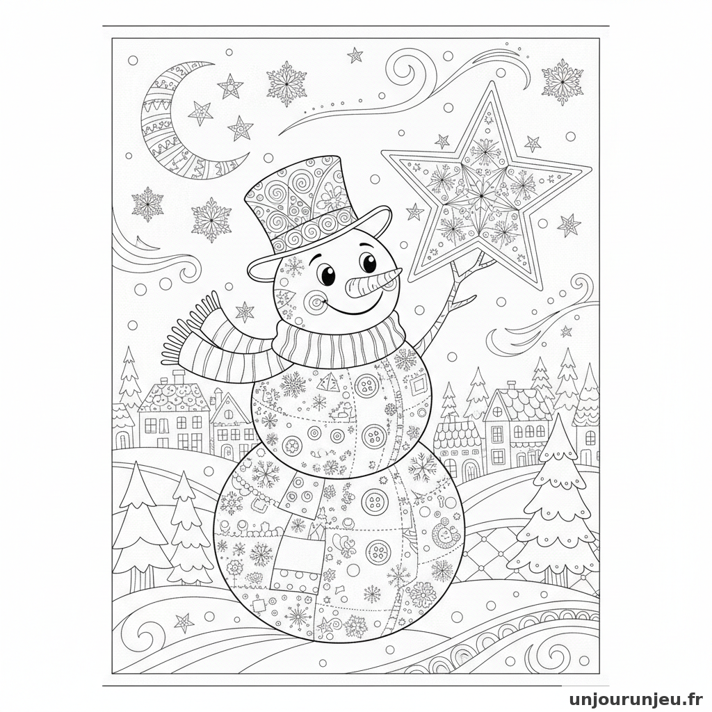 Coloriage Bonhomme De Neige Bonhomme Neige Etoile 18