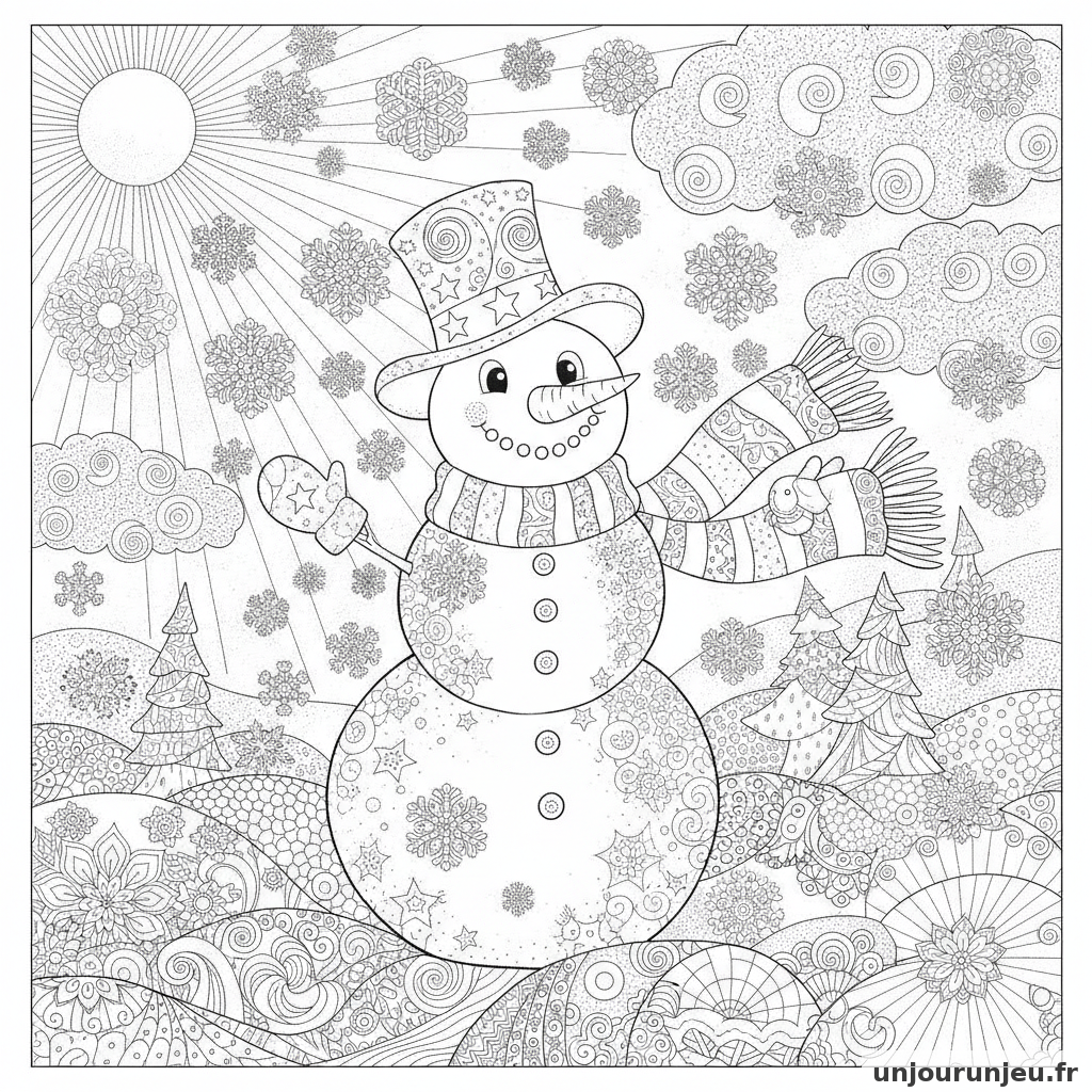 Coloriage Bonhomme De Neige Bonhomme Neige Flocons 09