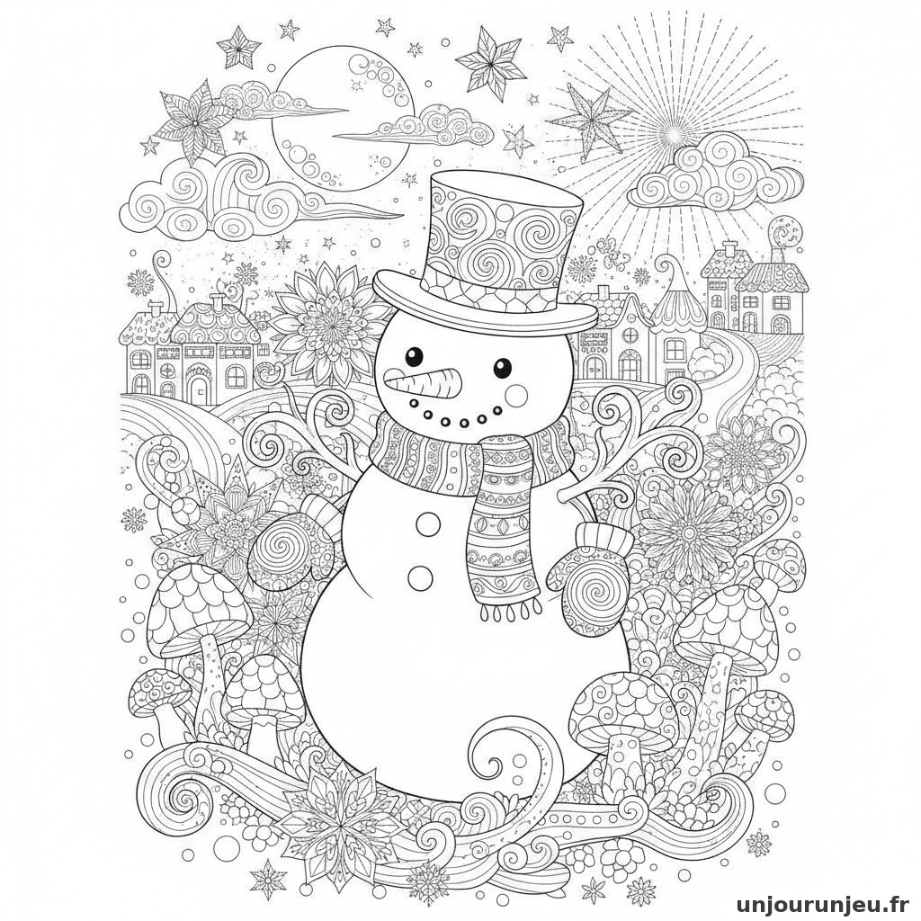 Coloriage Bonhomme De Neige Bonhomme Neige Kawaii 16