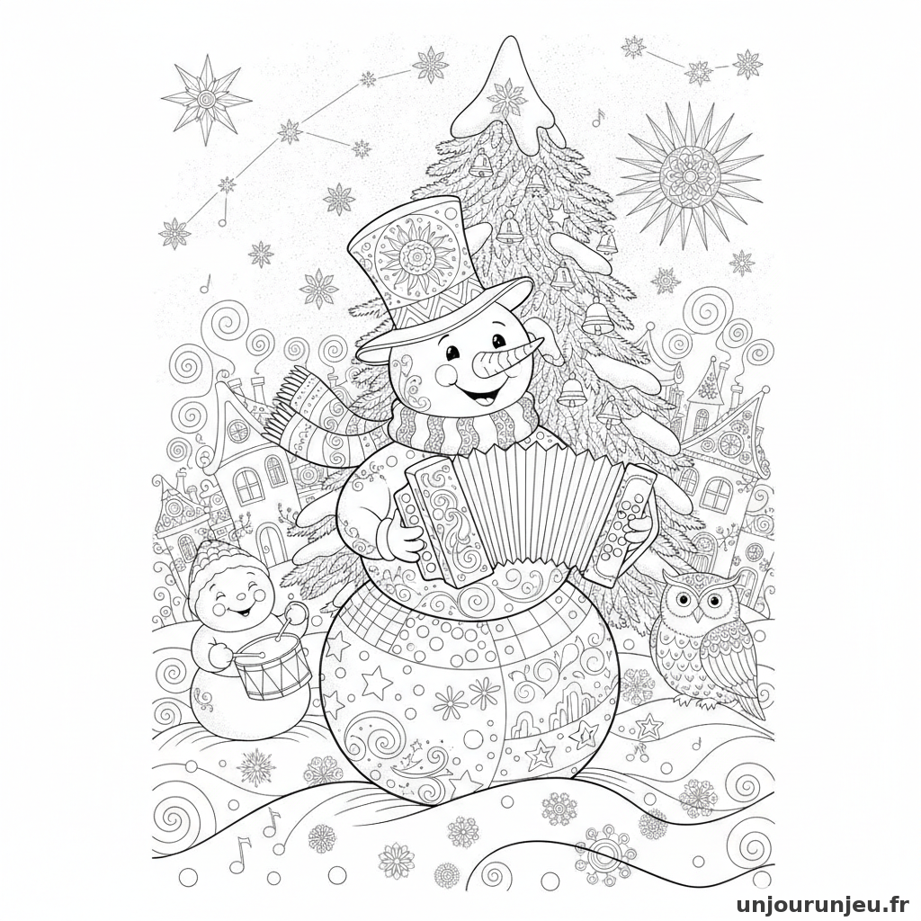 Coloriage Bonhomme De Neige Bonhomme Neige Musicien 19
