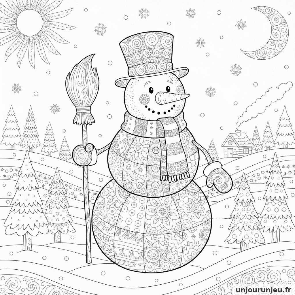 Coloriage Bonhomme De Neige Bonhomme Neige Souriant 01