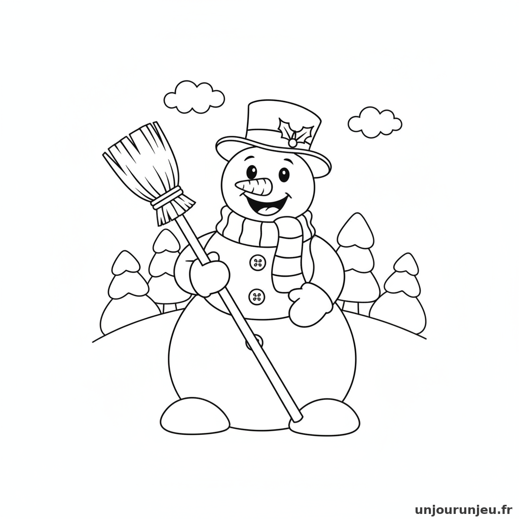 Coloriage Bonhomme De Neige Bonhomme Neige Balai 04