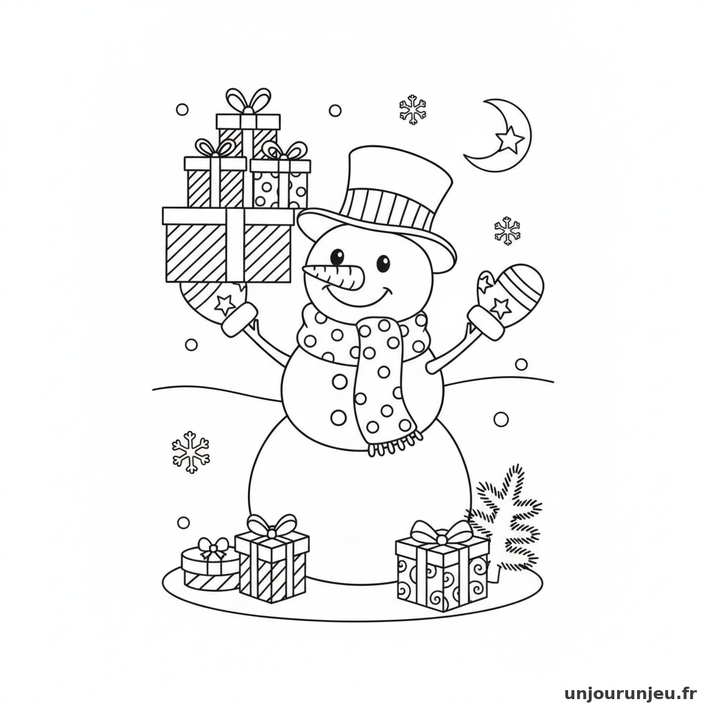 Coloriage Bonhomme De Neige Bonhomme Neige Cadeaux 08