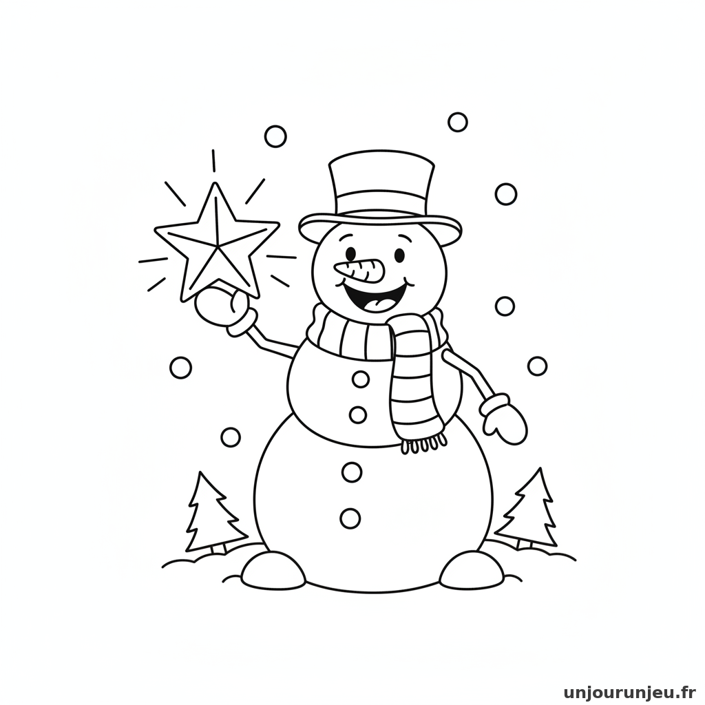 Coloriage Bonhomme De Neige Bonhomme Neige Etoile 18