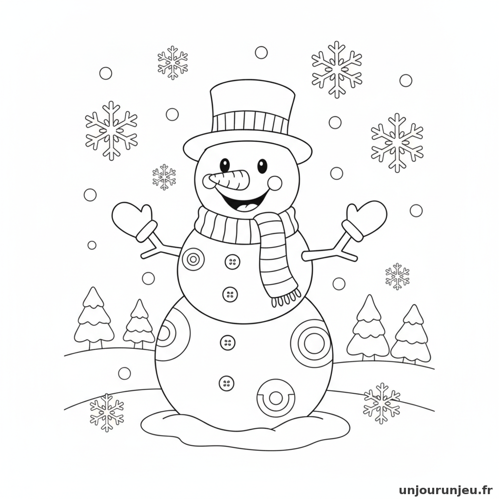 Coloriage Bonhomme De Neige Bonhomme Neige Flocons 09