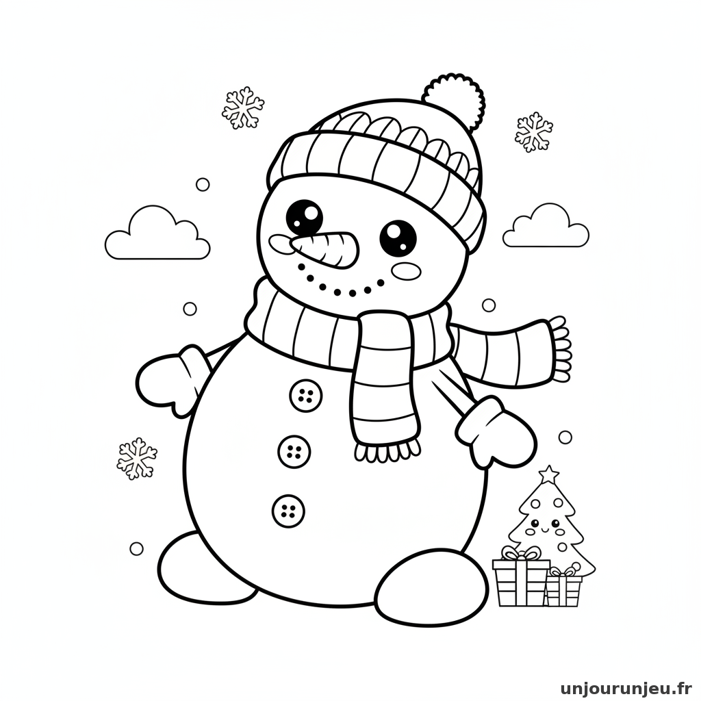 Coloriage Bonhomme De Neige Bonhomme Neige Kawaii 16