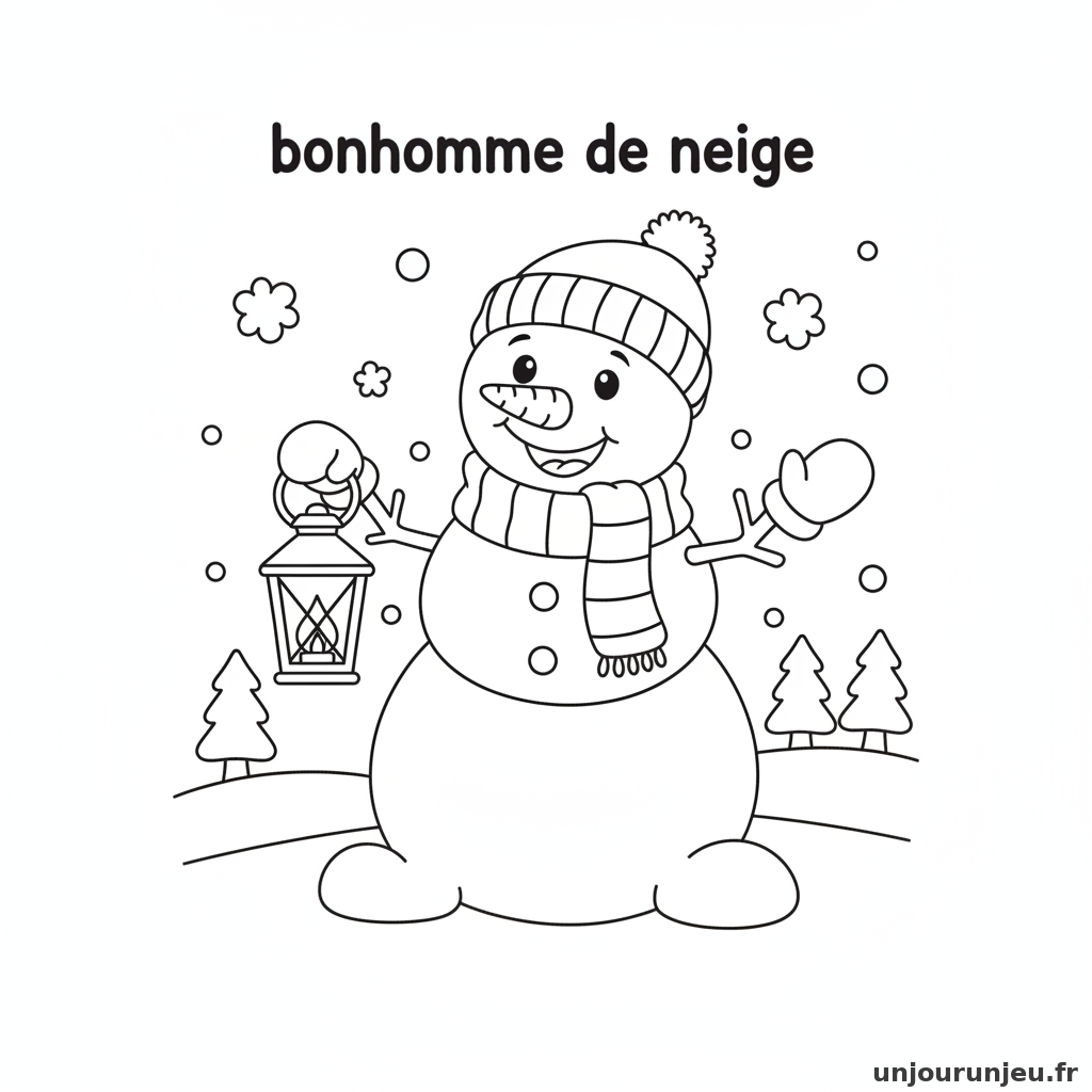 Coloriage Bonhomme De Neige Bonhomme Neige Lanterne 13