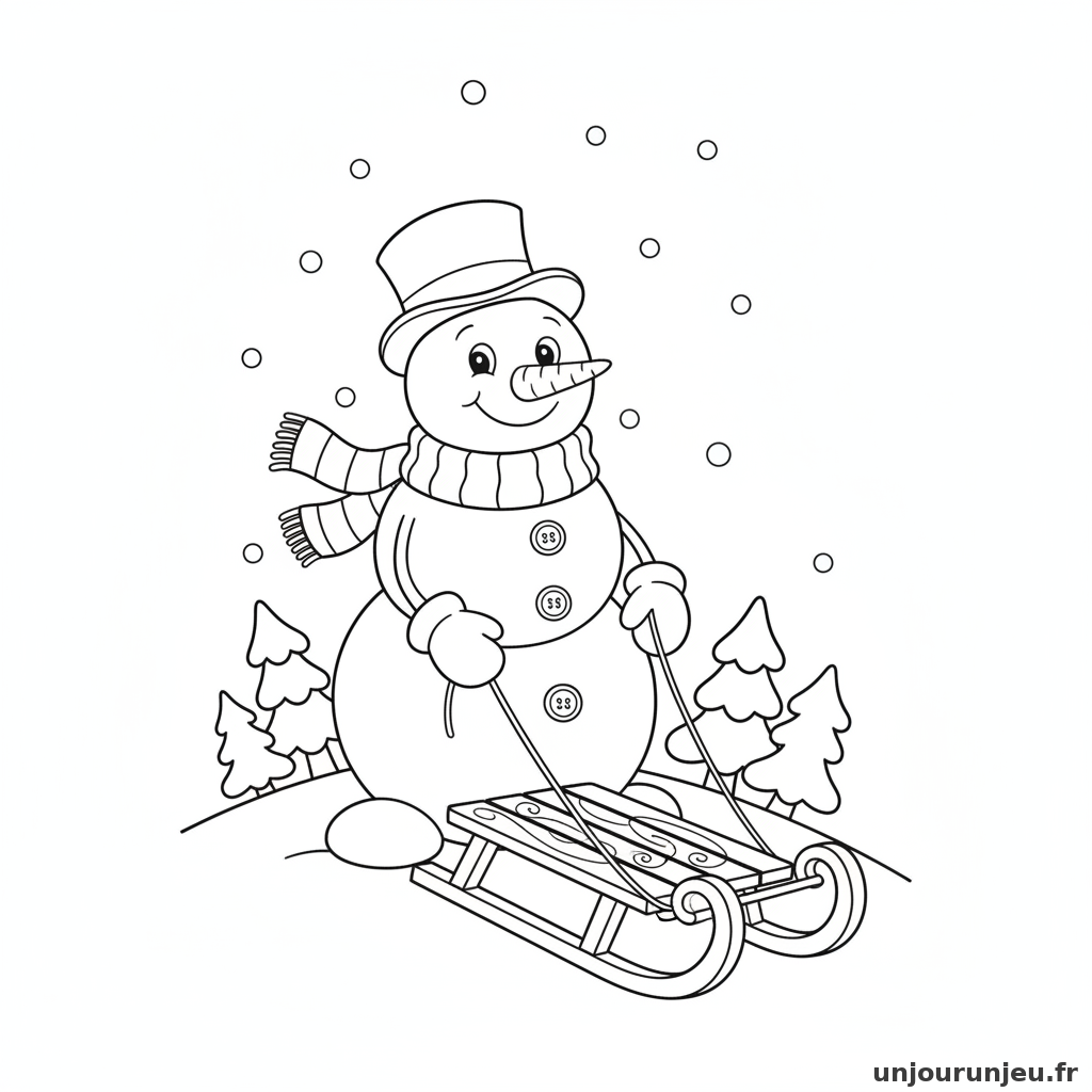 Coloriage Bonhomme De Neige Bonhomme Neige Luge 12