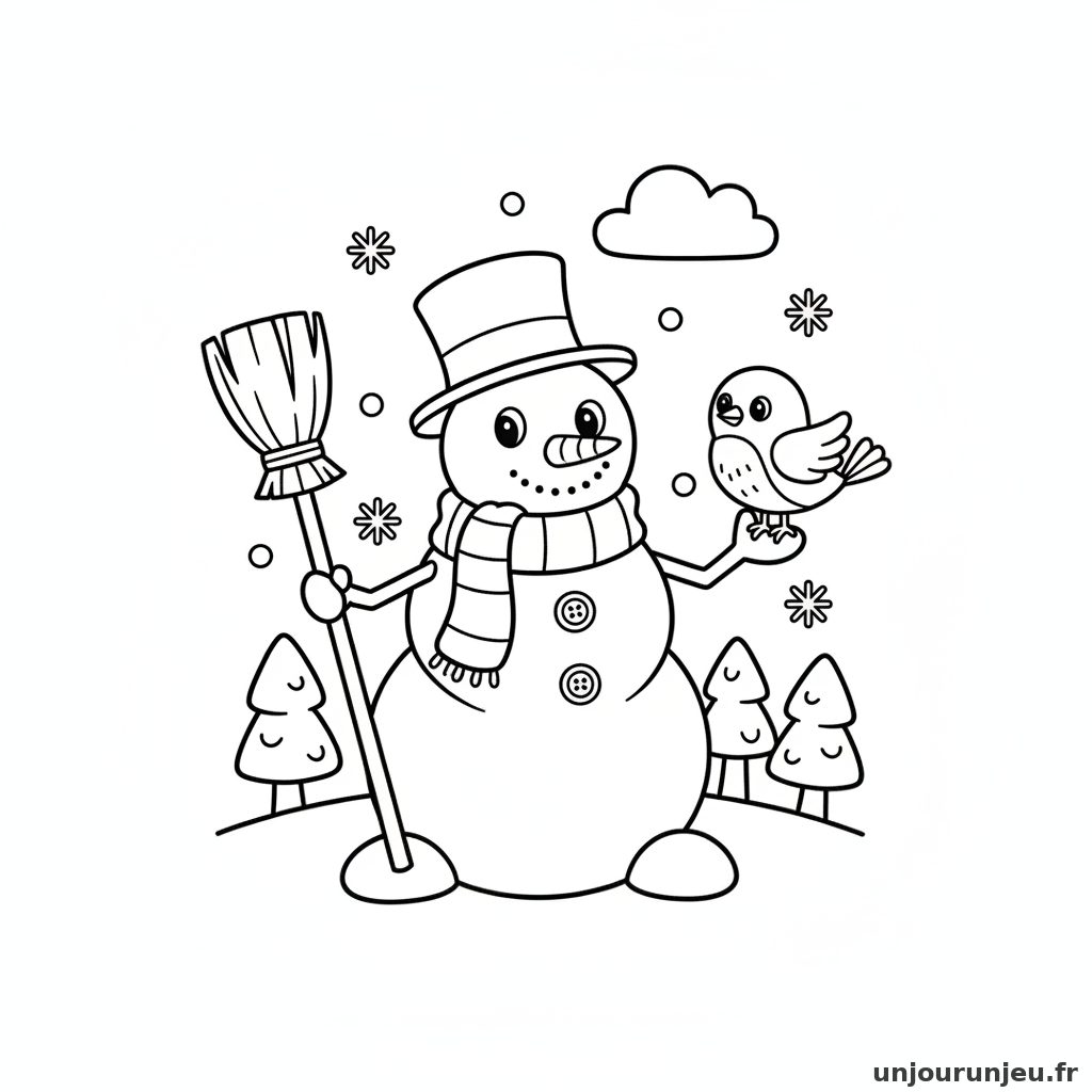 Coloriage Bonhomme De Neige Bonhomme Neige Oiseau 11