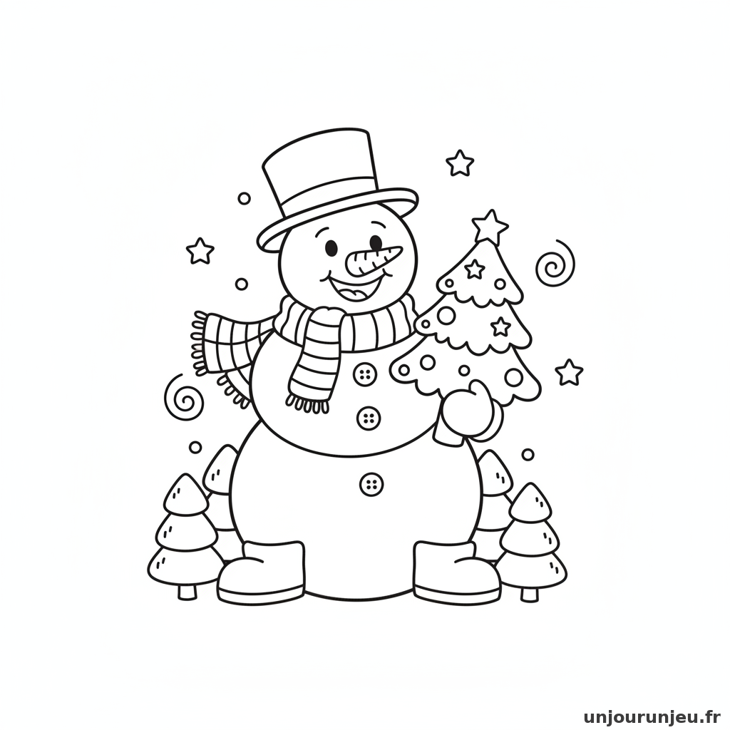 Coloriage Bonhomme De Neige Bonhomme Neige Sapin 07