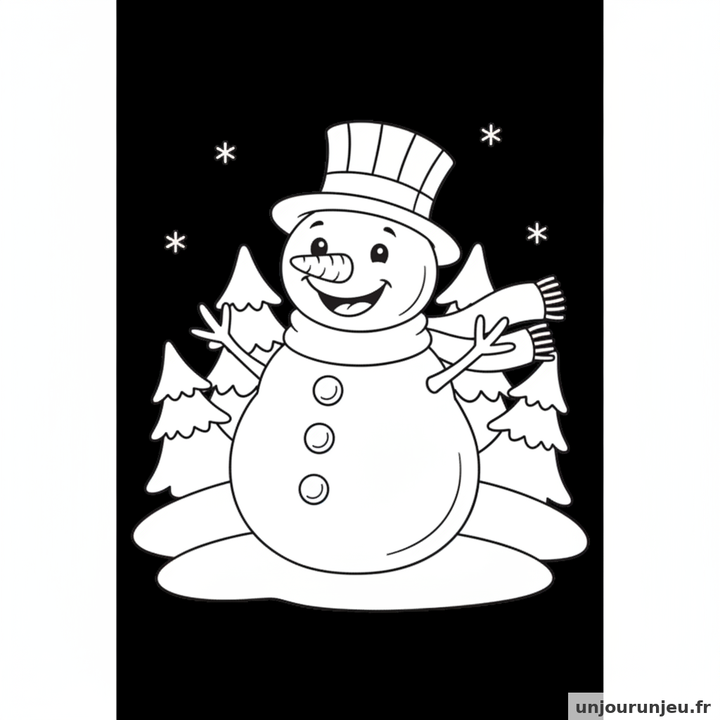Coloriage Bonhomme De Neige Bonhomme Neige Souriant 01
