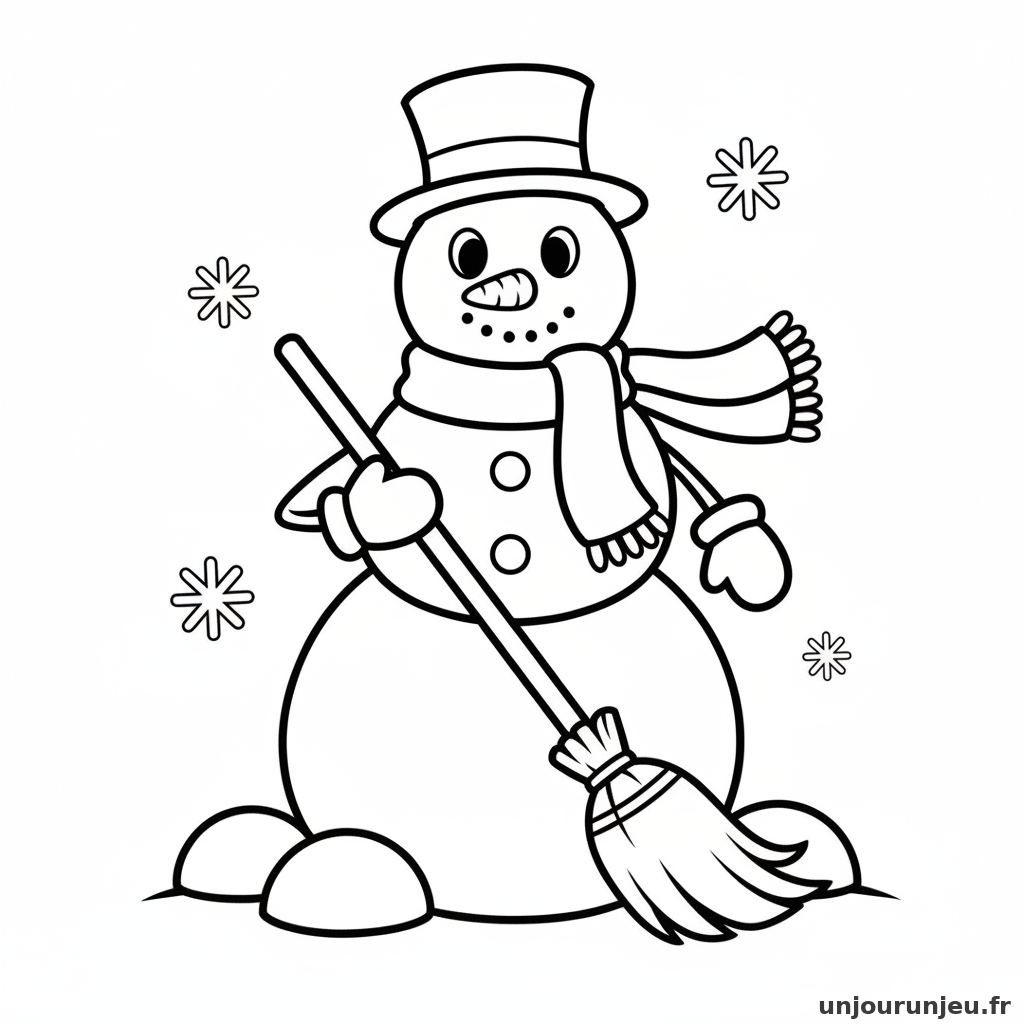 Coloriage Bonhomme De Neige Bonhomme Neige Balai 04
