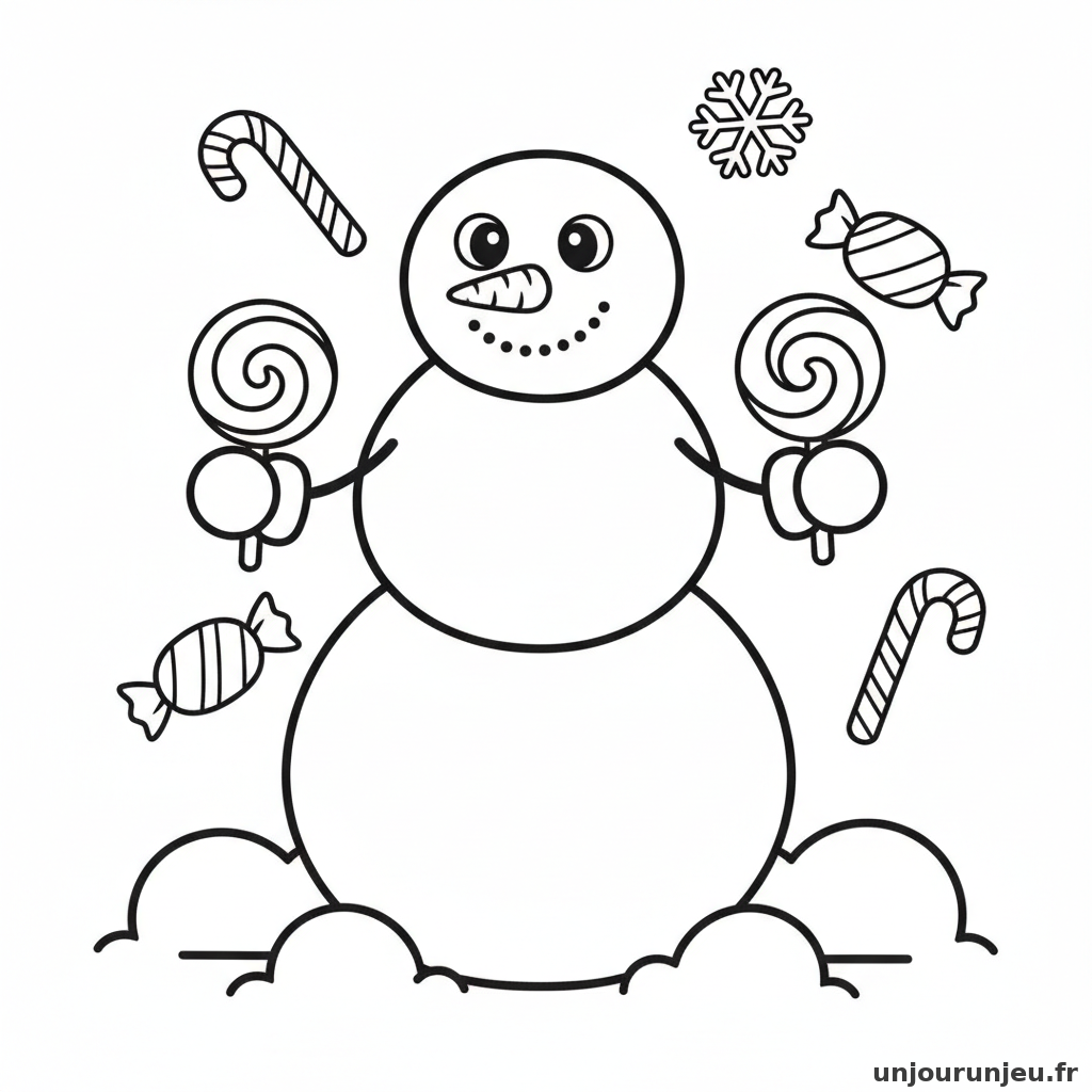 Coloriage Bonhomme De Neige Bonhomme Neige Bonbons 14