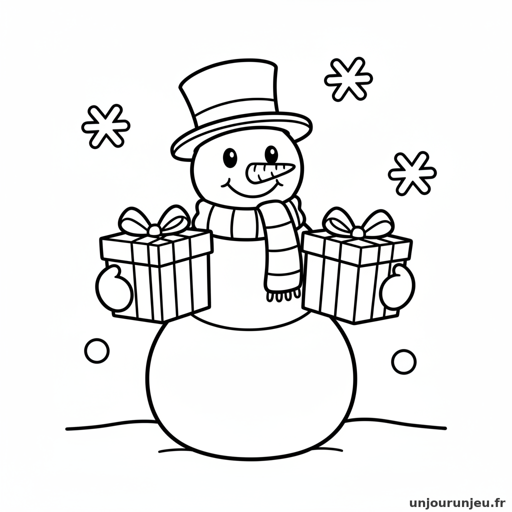 Coloriage Bonhomme De Neige Bonhomme Neige Cadeaux 08