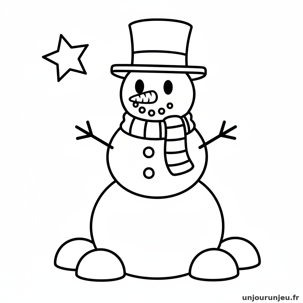 Coloriage Bonhomme De Neige Bonhomme Neige Chapeau 02