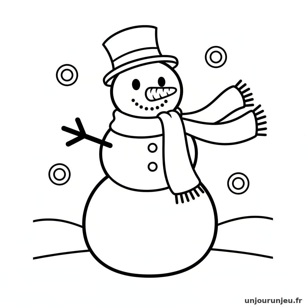 Coloriage Bonhomme De Neige Bonhomme Neige Echarpe 03