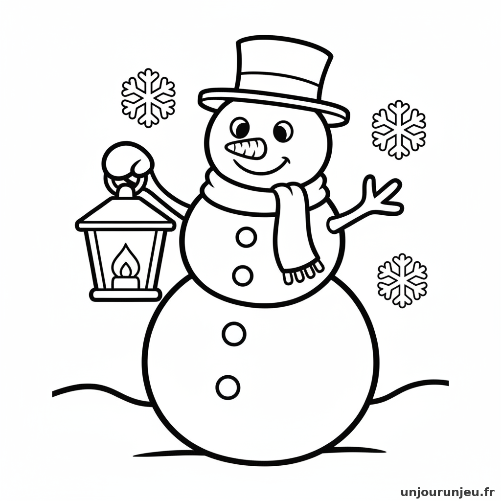 Coloriage Bonhomme De Neige Bonhomme Neige Lanterne 13