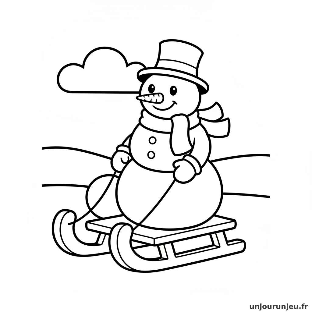 Coloriage Bonhomme De Neige Bonhomme Neige Luge 12