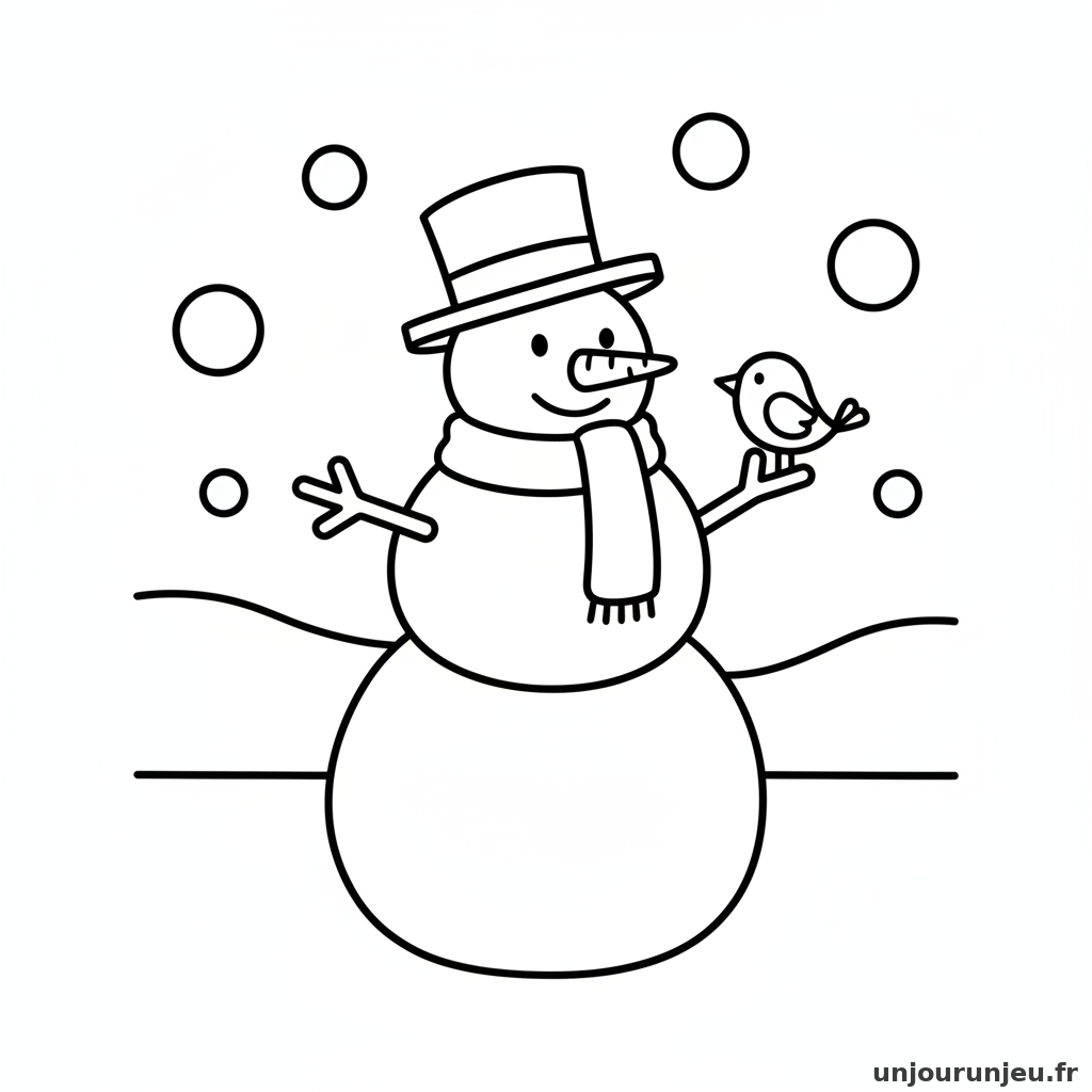 Coloriage Bonhomme De Neige Bonhomme Neige Oiseau 11