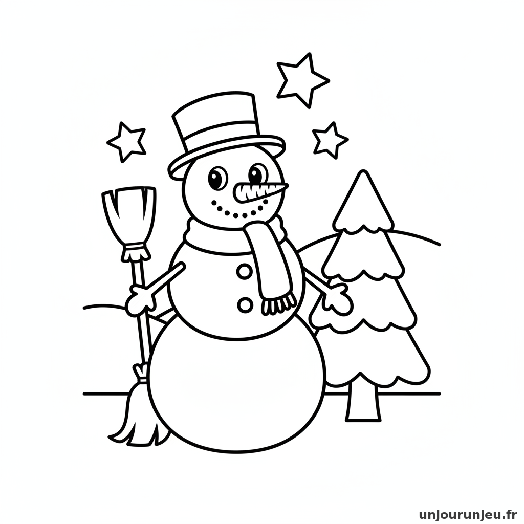 Coloriage Bonhomme De Neige Bonhomme Neige Sapin 07