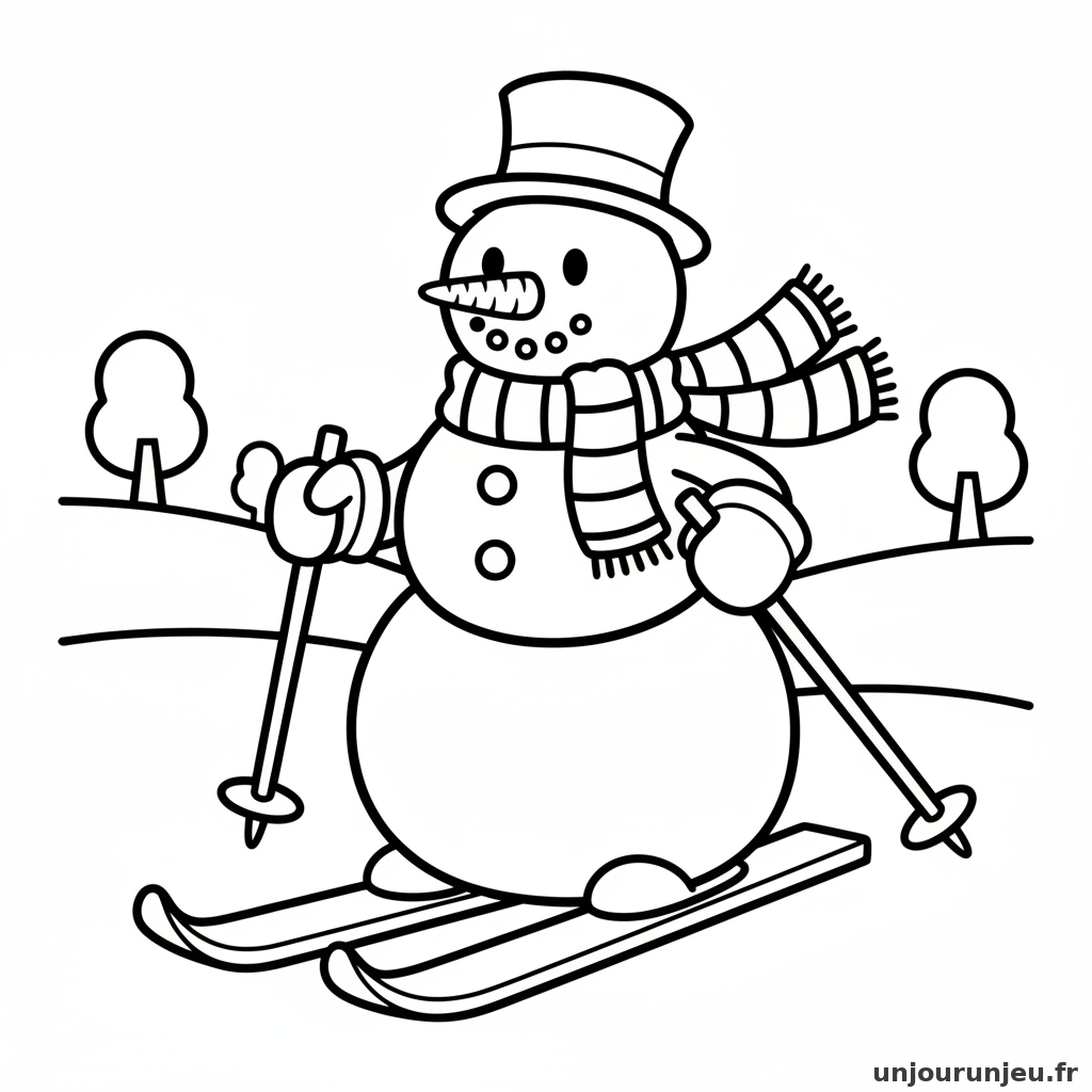 Coloriage Bonhomme De Neige Bonhomme Neige Ski 17