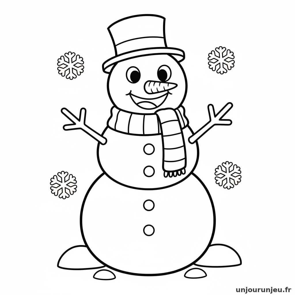 Coloriage Bonhomme De Neige Bonhomme Neige Souriant 01