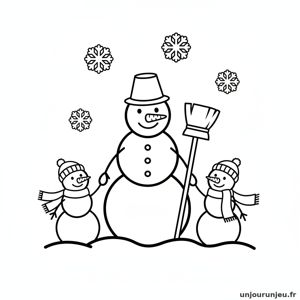 Coloriage Bonhomme De Neige Famille Bonhommes Neige 15