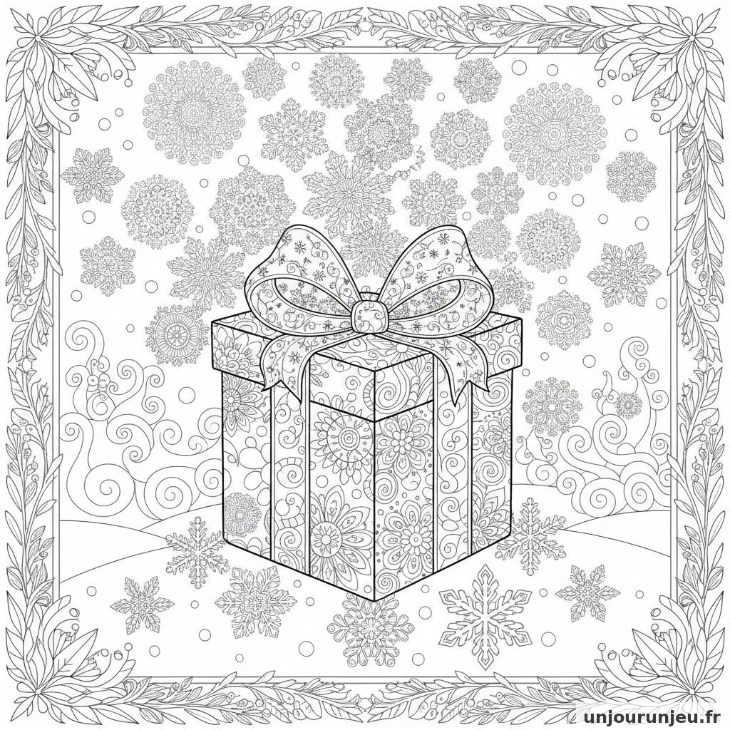 Coloriage Cadeau Cadeau Flocons 10