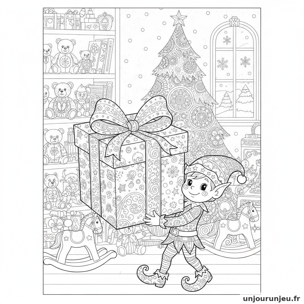 Coloriage Cadeau Cadeau Lutin 16